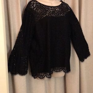 Black lace lined blouse